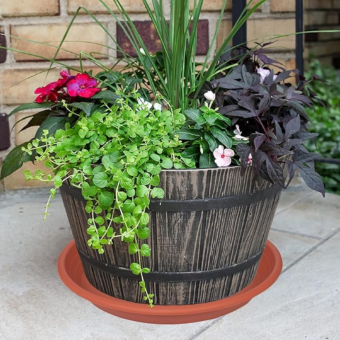 2 Pack of Plant Saucer 12 inch, 12 inch Plastic Plant Drip Trays, Heavy Duty Plant Trays for Indoors no Holes, Plant Water Tray for Planters (Terracotta)