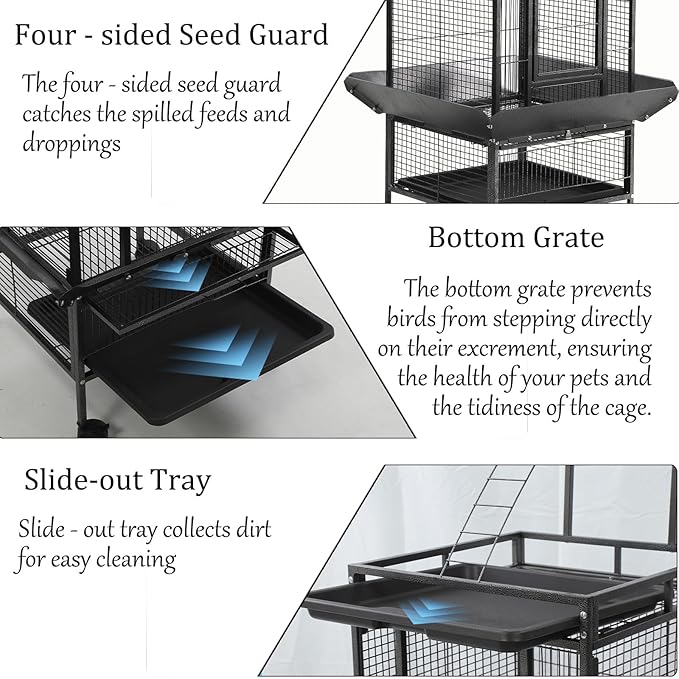 Large Bird Cages for Parakeets, Cockatiel Cage for Birds with Parrot Toys,Birdcage Covers for Night,Skirt Seed Catcher, Play Top for Conure Canary Finch Lovebird Pigeon Budgie Quaker Parrot