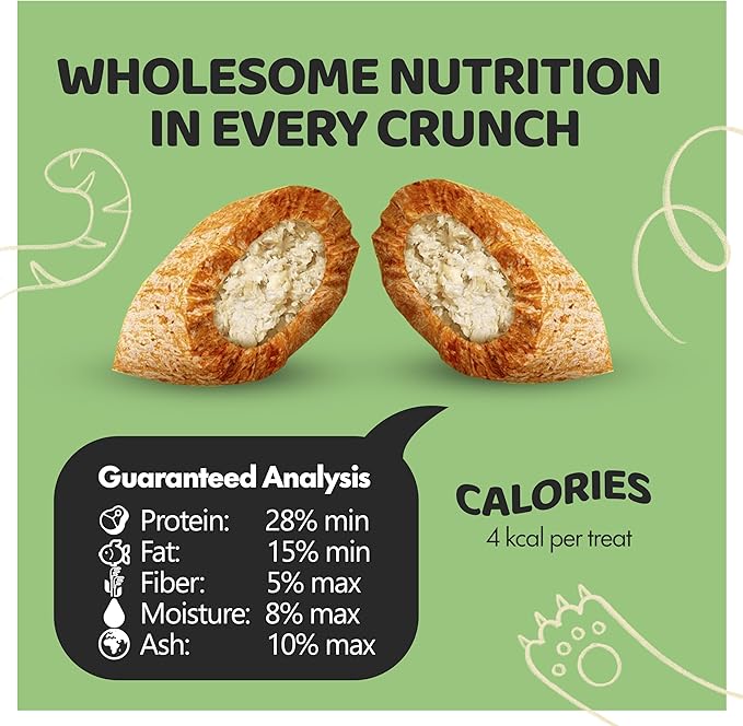 Crunchy Cat Treats – Dual‐Texture Crunch & Creamy Soft Feline Snack Bites for All Life Stages, Great for Training Treat Value Bags (2 Pound, Catnip)