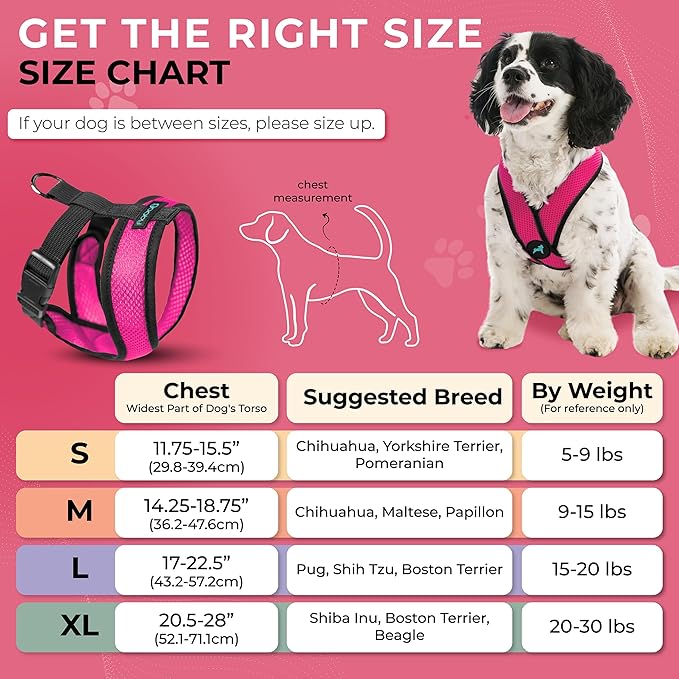 Gooby Comfort X Head In Harness - Flamingo Pink, Large - No Pull Small Dog Harness, Patented Choke-Free X Frame - On the Go Dog Harness for Medium Dogs No Pull or Small Dogs for Indoor and Outdoor Use