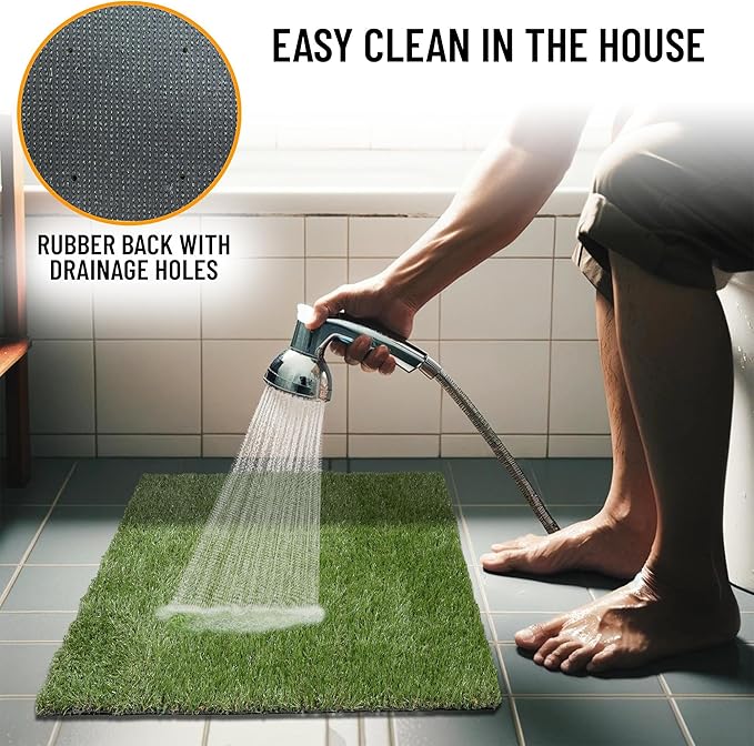 Ottomanson Artificial Grass Puppy Potty Training Pad, 2' x 2'7" Reusable Pee Pad for Small Pets and Dogs