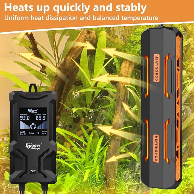 hygger Aquarium Heater, Submersible Fish Tank Heater with Over-Temperature Protection and Automatic Power-Off, Fish Heater with Digital Controller for Freshwater and Saltwater (1000W)