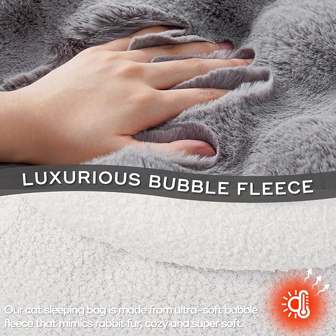 Cat Sleeping Bag 4 in 1 Function Snuggle Bag Blanket Mat Cozy Soft Warm & Washable (Small Cats) Cave Grey 21 × 17 Inch