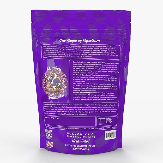 Mycelium Premium Corn – Organic, Non-GMO, High Nutritional Value Bird Food for Pigeons, Sourced from Local USA Farms, Sustainable Farming, 5 lbs