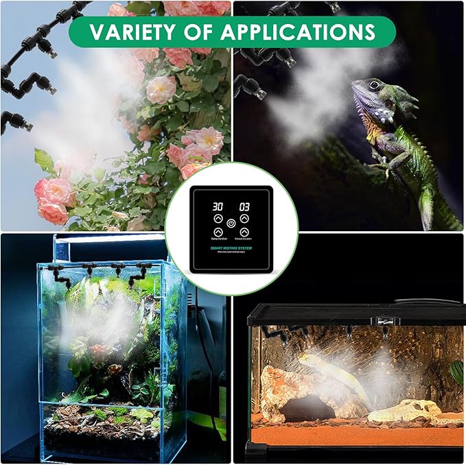 Automatic Reptile Mister Humidifier with Timer, Programmable Terrarium Misting System for Chameleons, Snakes, Frogs, Turtles & Lizards - Smart Spray Control