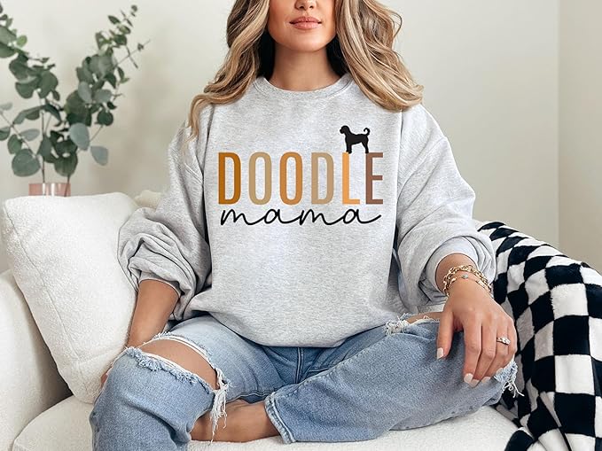 LOVELYPOD Custom Dog Mama Sweatshirt with Dogs Name on Sleeve, Fur Mom Sweater, Dogs Lover