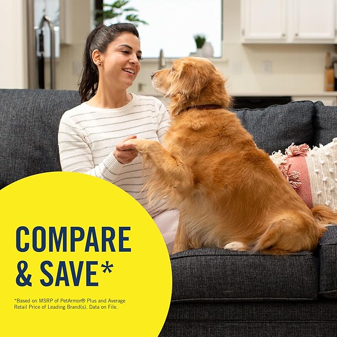 PetArmor Plus Flea and Tick Prevention for Dogs, Dog Flea and Tick Treatment, 12 Doses, Waterproof Topical, Fast Acting, Large Dogs Dogs (45-88 lbs)