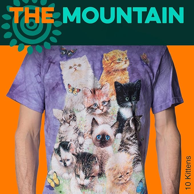 The Mountain 10 Kittens Unisex T Shirt | Premium, Hand-Dyed | Cat Graphic Tee