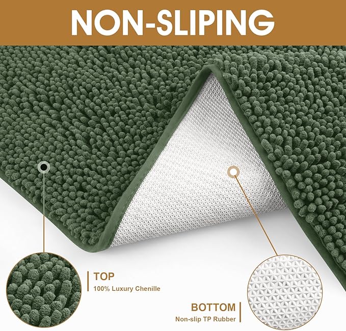 IM HOME Extra Large 71" x 25" Olive Dog Door Mats for Muddy Paws, Chenille Absorbent Dog Mat, Non Slip Heavy Mud Mat for Dogs, Soft Pet Bed Mat for Entryway, Mud Paws, Inside Floor