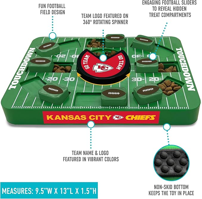Pets First Kansas City Chiefs Large Puzzle Puzzle Toy, New Size, Interactive Slow Feeding Toy