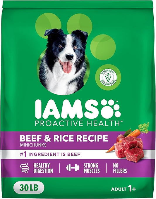IAMS Proactive Health Adult Dry Dog Food Beef and Rice Recipe, 30 lb. Bag