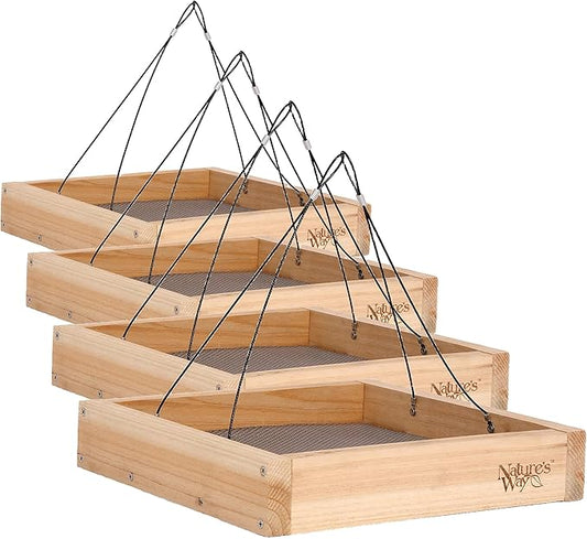 Nature's Way Bird Products CWF3 Cedar Platform Tray Bird Feeder 12" x 12" (Pack of 4)