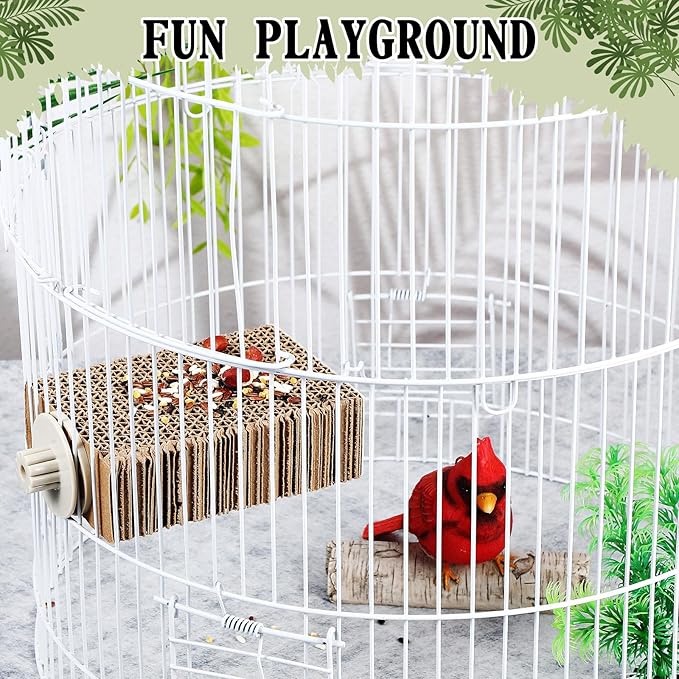 Skyygemm 2 Pieces Bird Chew Toy Parrot Cage Perch Cardboard Platform Bird Paw Grinding Stand Parrot Cage Playground for Macaws, Small Parakeets, Conures, Budgies, Finches Conure Cockatiel (Small)