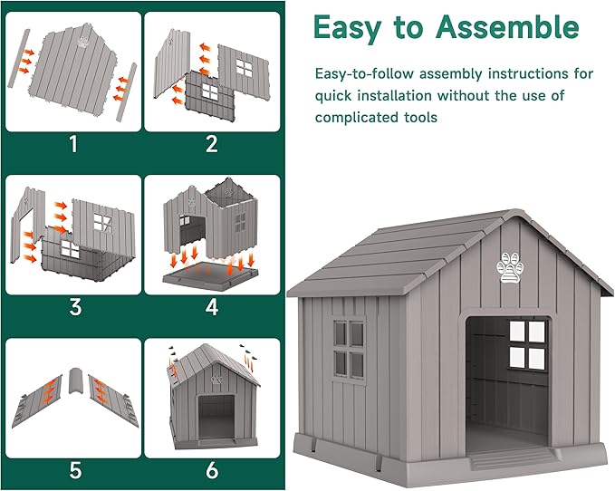 DRATO Dog House Indoor Outdoor for Small to Large Sized Dogs Indoor Outdoor Doghouse Puppy Shelter with Elevated Floor, Easy to Assemble (Light Brown, 31Inch(31.18 * 33.7 * 32.52))