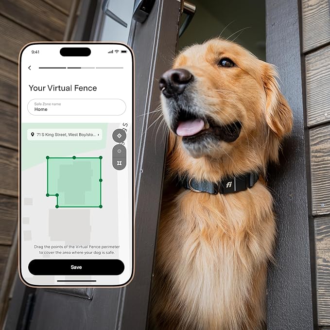 New Fi Series 3+ Smart Dog Tracker Collar – AI GPS for Dogs, Health & Behavior Monitor, Virtual Fence, Escape Alerts, Waterproof, Apple Watch Compatible 12Mo Membership Included