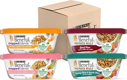 Purina Beneful Wet Dog Food Variety Pack, Prepared Meals & Chopped Blends - (16) 10 oz. Tubs