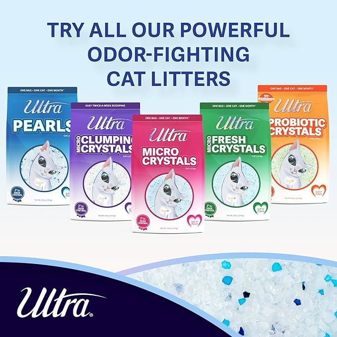 Ultra Pearls Premium Cat Litter - 99.9% Dust Free, Low Tracking, Soft on Paws, Fragrance Free - 15 Lbs. Total (3pk of 5 Lbs.)