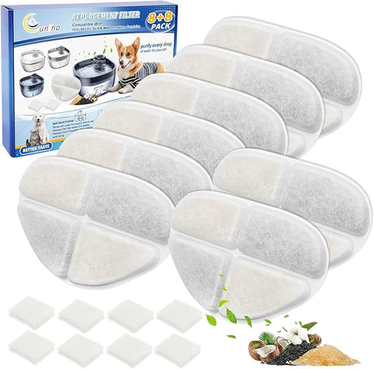 8 Pack Dog Water Bowl Filter Compatible with FEELNEEDY 7L/1.8Gal Pet Water Fountain(FN-W05), Cat Drinking Fountains Filters Replacement Fit for Automatic Dispenser for Dogs