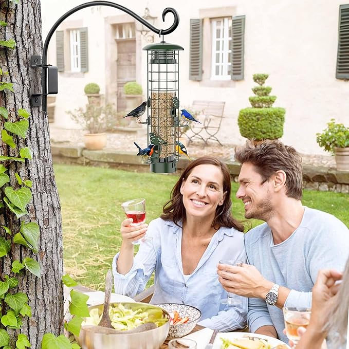 Swivel Hanging Plant Bracket Outdoor: Long Bird Feeder Hanger Bracket for Tree - Wall Mount Swivel Hook for Hummmingbird 22Inch