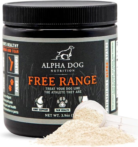 Free Range Joint Health Enhancer Supplement Powder for Dogs by Alpha Dog Nutrition - Premium Dog Arthritis Vitamins to Care for Joints - Contains Glucosamine, Chondroitin, MSM, Vitamin E, & More