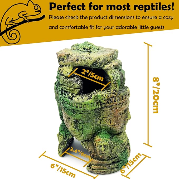 Bearded Dragon Reptile Hide Caves Khmer Buddha Ruins Décor Lizard Leopard Gecko Hideout Terrarium Tank Snake Amphibian Personalized Cambodia Decoration