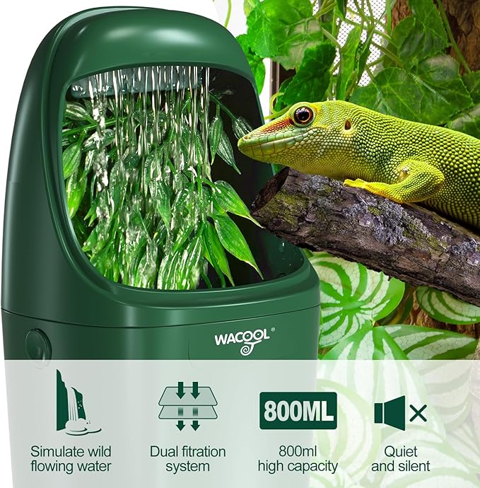 Wacool Reptile Water Dripper Chameleon Drinking Fountain Water Dispenser, Automatic Water Feeder for Bearded Dragon Gecko Lizard Frog Snake/Reptile Accessories