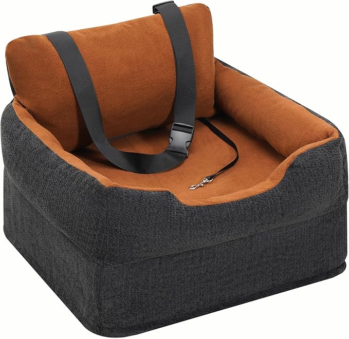 Avont Dog Booster Car Seat for Small/Medium Dogs Under 30 lbs, Detachable Washable Puppy Doggie Elevated Carseat Travel Bed for Car, Thick Cushion -Black