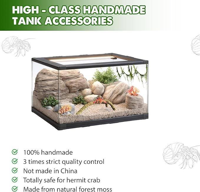 Duspro Hermit Crab Climbing Toys – Y Shaped Flexible Moss Pole Wrapped in Soft Yarn and Forest Moss, Hermit Crab Accessories and Easy-to-Use Hermit Crabs Supplies – Perfect for Climbing (12 inches)