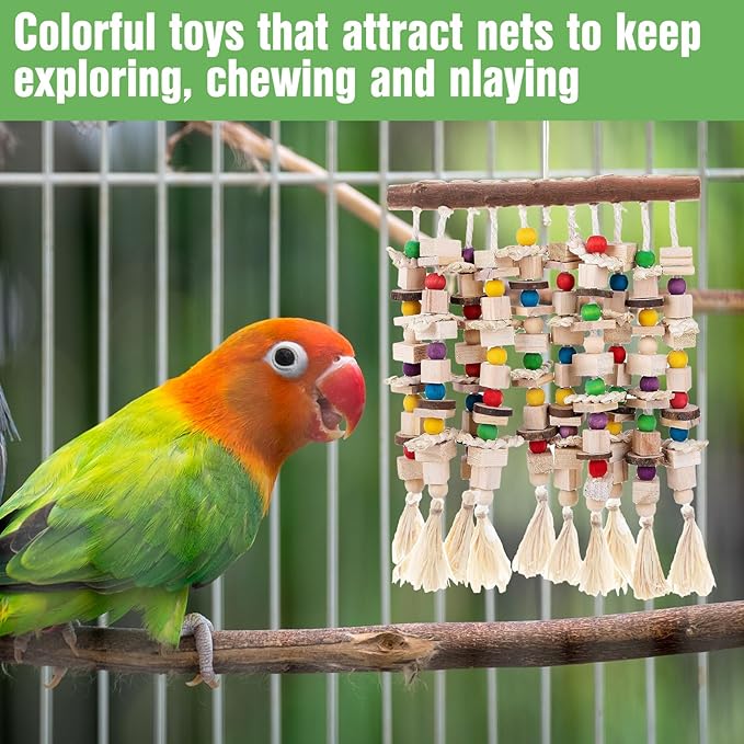 Large Bird Parrot Toys,Multicolored Natural Macaws Toy Bird Chewing Toy for Cokatoos African Grey and Large Medium Birds