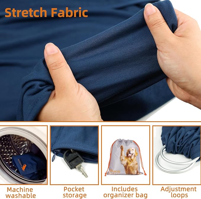 Dog Sling Carrier for Small Dogs,Carrying Wrap Anti-Anxiety Cat Sling,Adjustable Pet Sling (Light Blue) (Navy Blue)