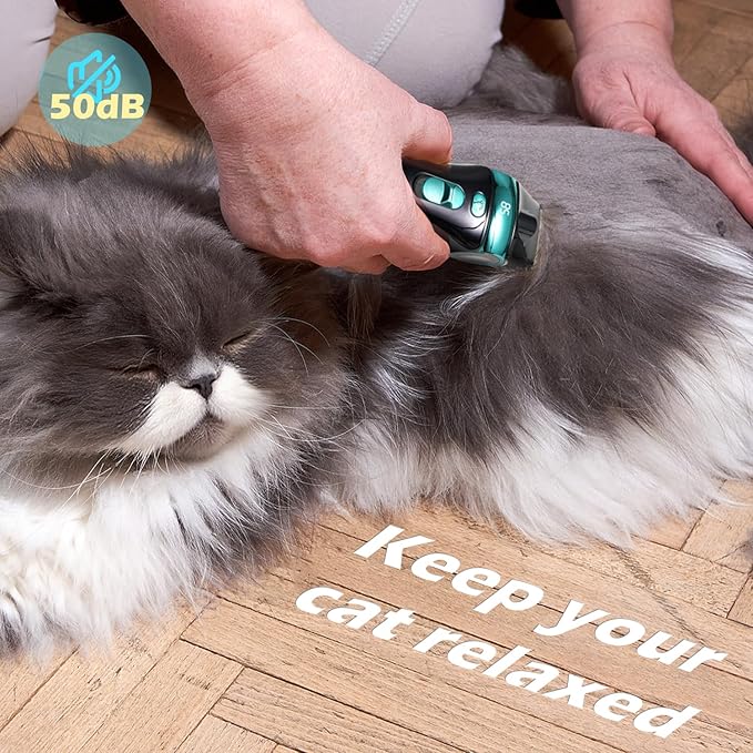Cat Clippers for Grooming with 5-in-1 Blade, Cat Grooming Kit Cordless Rechargeable Hair Trimmer Detachable Stainless Steel Blade Pet Shaver for Small Kitty Paw Face Head Body