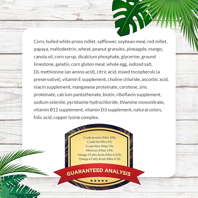 LAFEBER'S Tropical Fruit Nutri-Berries Pet Bird Food, Made with Non-GMO and Human-Grade Ingredients, for Parrots, 14 lb