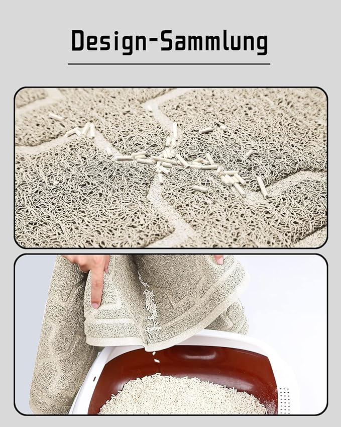 Yimobra Cat Litter Mat, 35.4"x23.6" Litter Box Mat with Litter Lock Mesh, Soft Cat Litter Mat Litter Trapping Mat, Easy to Clean, Non-Slip, Water Resistant, Litter Free Floors, Beige