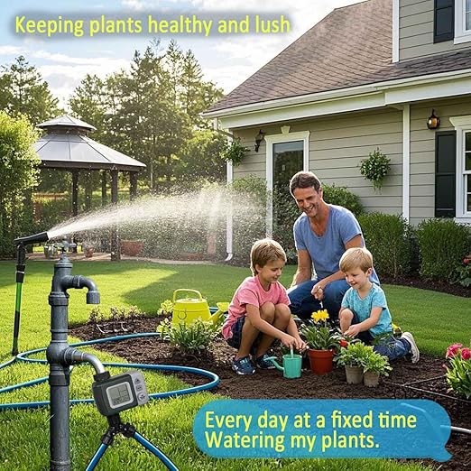 160Ft Drip Irrigation System with Water Timer for Garden, Main Water Hose ID 1/2inch 30Ft, 1/4in 130Ft, Sufficient Water Pressure, Irrigation Dripper Waterflow Evenly, Easy DIY Garden Watering System