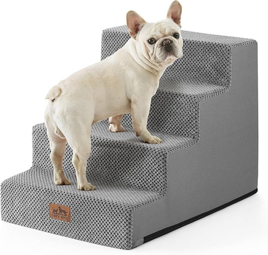 Dog Stairs for Small Dogs, 4 Tier Wider Pet Stairs for Couch and Beds, 17.7" H Non-Slip Dog Steps for Old Cats, Puppy, Small Medium Dogs, 17.7x23.6x17.7 inch, Grey