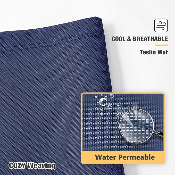 Veehoo Chew Proof Elevated Dog Bed - Cooling Raised Pet Cot - Silver Aluminum Frame and Durable Textilene Mesh Fabric, Unique Designed No-Slip Feet for Indoor or Outdoor Use, Blue, Medium, CWC2003