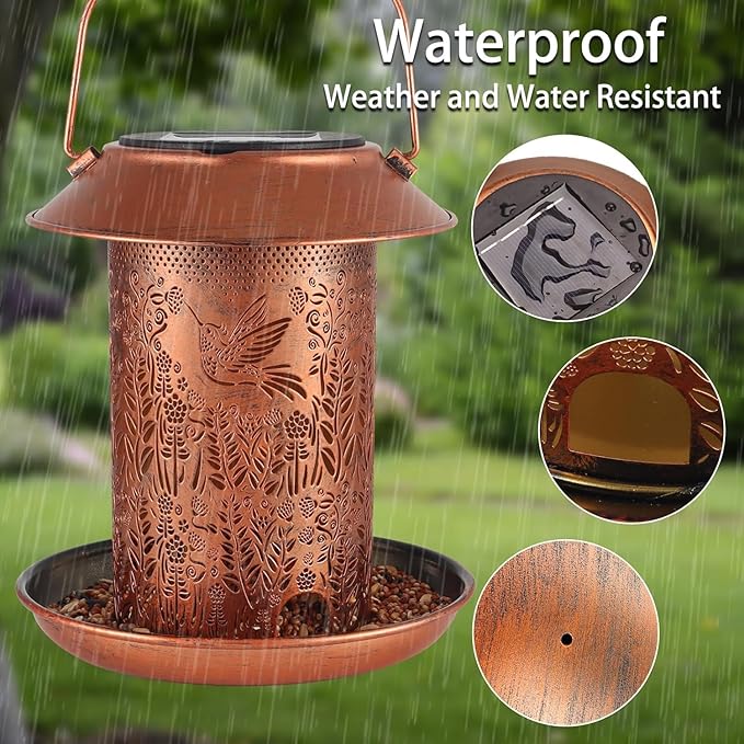 2 Pack Bird Feeders for Outdoors Hummingbird Garden Decor Gifts for Women Mom Grandma Solar Lanterns Outdoor Waterproof Metal Solar Decoration OutsideLED Lanterns for Yard, Patio, Lawn, Pathway