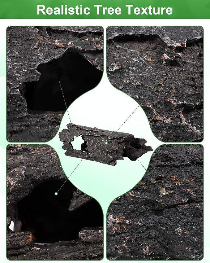 TRUVIC Fish Tank Decorations - Aquarium Large Cave Decor, Resin Hollow Tree Trunk Reptile Hide & Betta Log Hideout for 55 Gallon Tank, Fish Accessories Shelter Cave