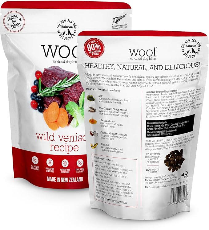 The New Zealand Natural Pet Food Co Wild Venison - Air Dried, Toppers, High Protein, Natural Limited Ingredient Recipe Dry Dog Food - 3.5 oz