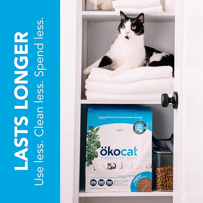 ökocat Original Wood Clumping Cat Litter, Unscented, 12.6 pounds - Natural Ingredients, Stops Odor, Clumps Solid, 99% Dust Free, Great for All Cats