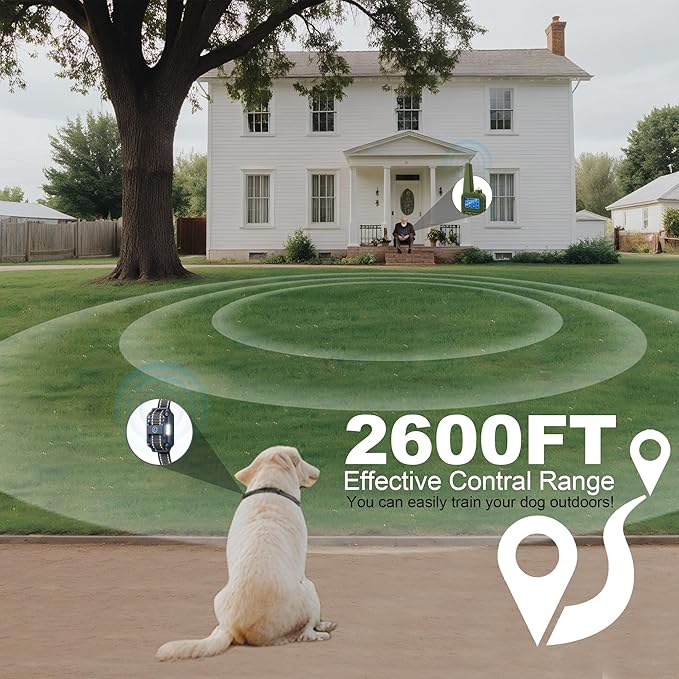 Dog Shock Collar - 2600FT Dog Training Collar with Remote, Rechargeable with 4 Training Modes, IPX7 Waterproof Electronic Dog Collar for All Breeds, Size
