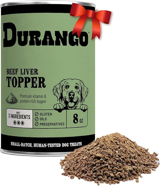 Durango High-Protein Dog Food Topper - Rich Beef Liver Meal Enhancer for Picky Eaters - Limited Ingredient Kibble Booster - 8 oz Tin - Made in USA - Plastic-Free - Easy to Scoop - 60 Servings