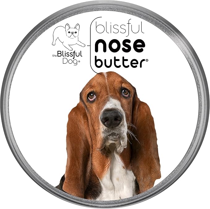 The Blissful Dog Basset Hound Nose Butter for Dry, Cracked Skin, Lick-Safe Dog Nose Balm with Moisturizing Shea Butter, Almond, Olive, and Essential Oils, Pet Supplies, Uncented, 8 oz.