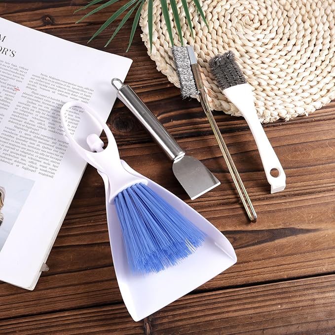 5pcs Bird Cage Cleaner Set, Stainless Steel Bird Cage Cleaning Brush Brushes Small Animal Dropping Remover & Scraper Tools for Parakeet Rabbit Hamster Guinea Pig Pet Lovers Accessories Products