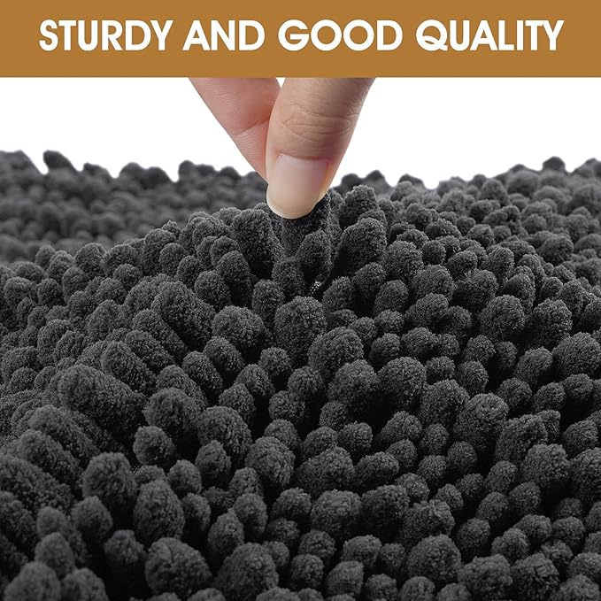 IM HOME 30" x 20" Dark Grey Dog Door Mats for Muddy Paws, Chenille Absorbent Dog Mat, Non Slip Heavy Mud Mat for Dogs, Soft Pet Bed Mat for Entryway, Mud Paws, Inside Floor