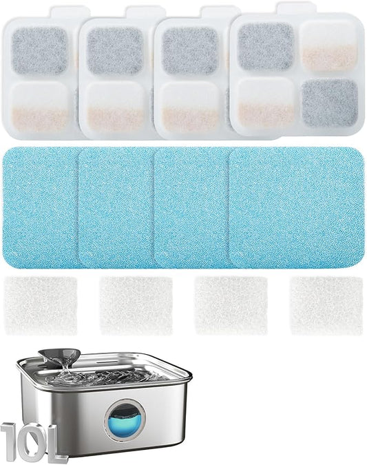oneisall 4Set Filters for for 10L/338oz/2.64Gal Stainless Steel Dog Water Fountain