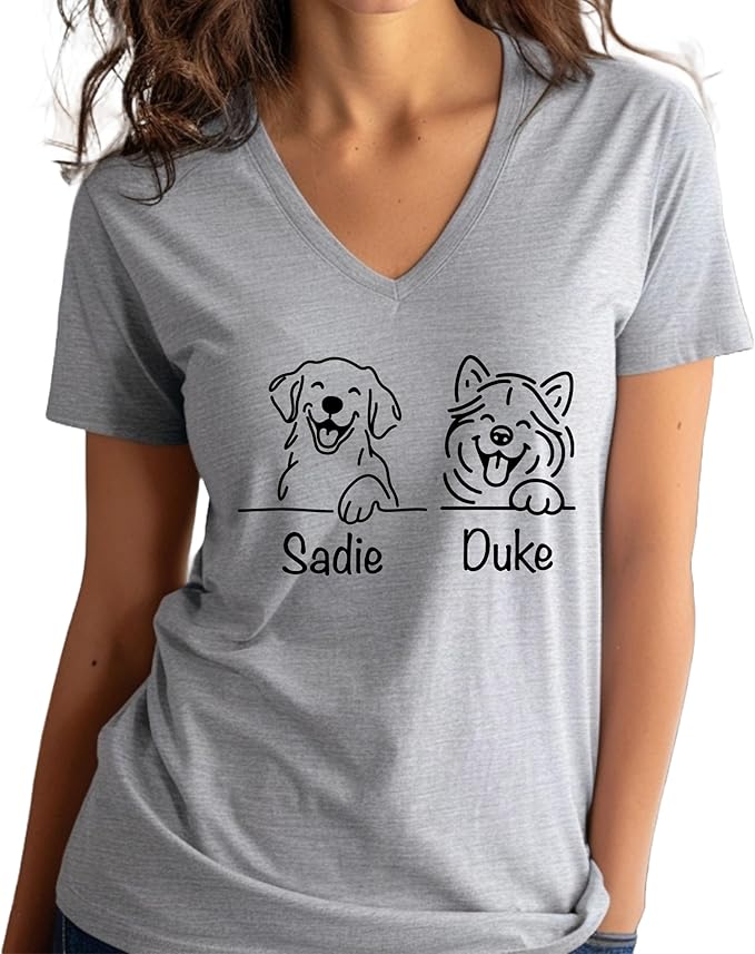 Custom Dog Mom Shirt for Women Pet Ears Sweatshirt with Name Unique Puppy Line Art Cute Dad Hoodie for DogDad Owner Lover
