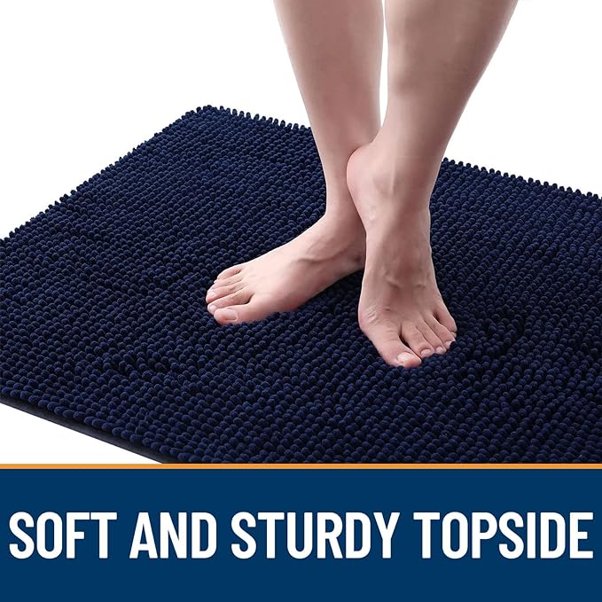 OLANLY Dog Door Mat Set 4-Piece 30x20, Absorbs Moisture and Dirt, Absorbent Non-Slip Washable Doormat, Quick Dry Chenille Mud Mat for Dogs, Entry Indoor Entryway Carpet for Inside Floor, Navy Blue