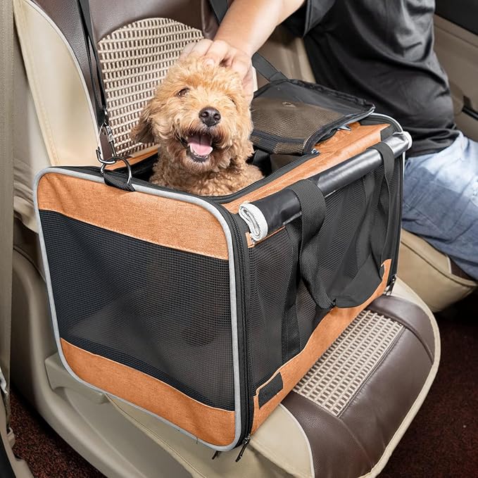 Dog Carry Bag for Puppy Pet Soft-Shell Portable Kennel Crate for 0-15 lbs Foldable Pomeranian Travel Cage Tea Cup Yorkie Carrier Purse Indoor Carrying Case Cat Supply Melon Tiny Dog Melon