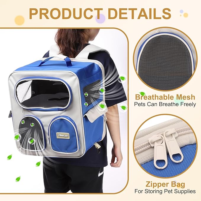 Pet Backpack Carrier, Portable and Ventilated, Nylon Dogs Cats and Small Animal Travel Bag 14.17", (Orange, 1 Pcs), Intended for Hiking/Camping/Traveling